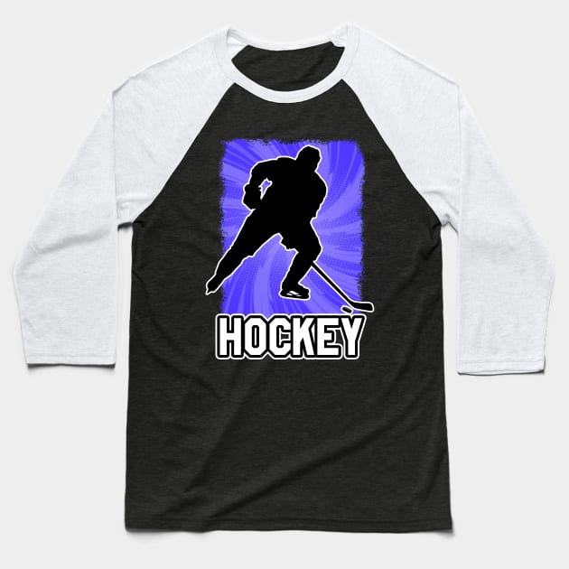 Hockey player on a blue background Baseball T-Shirt by STARSsoft